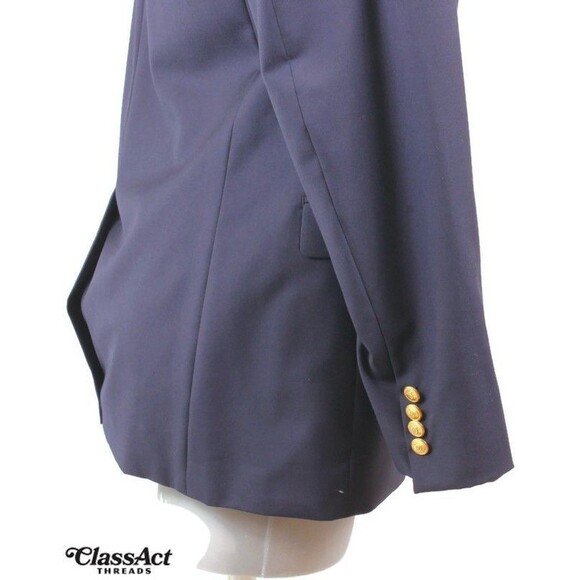 Lauren Ralph Lauren Blazer Men Blue Gold Buttons Suit Jacket Sport Coat Wool 42L - Picture 5 of 10